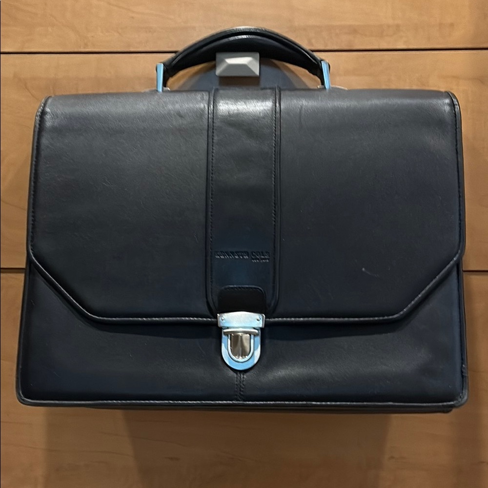 Kenneth Cole Black Executive Leather Briefcase